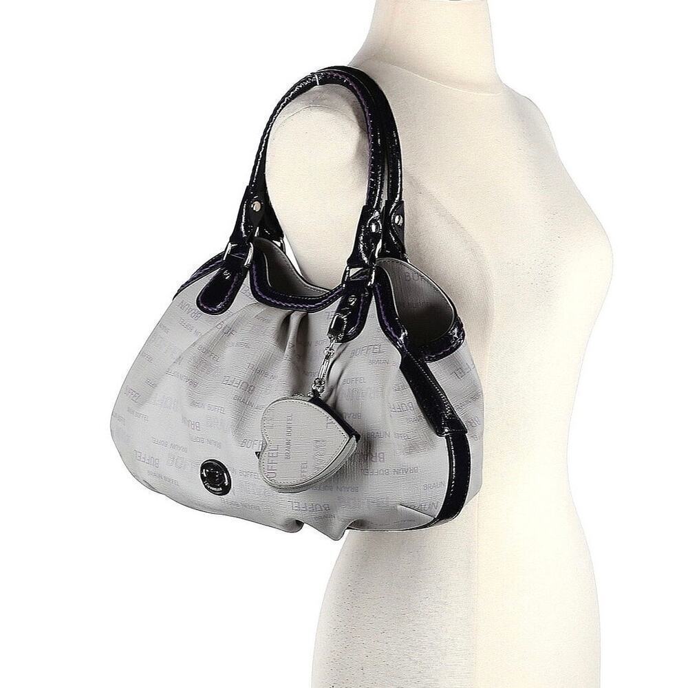 Braun Buffel All Over Print Grey Womens Handbag Key Chain Wallet Y2k
